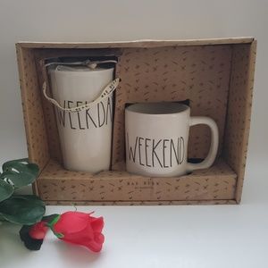 Rae Dunn Weekday Weekend Mugs Set